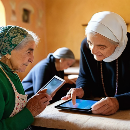 기술 격차 해소와 사회적 변화 - **Prompt 1: Bridging the Digital Divide in an Italian Village**
    "A heartwarming scene set in a s...